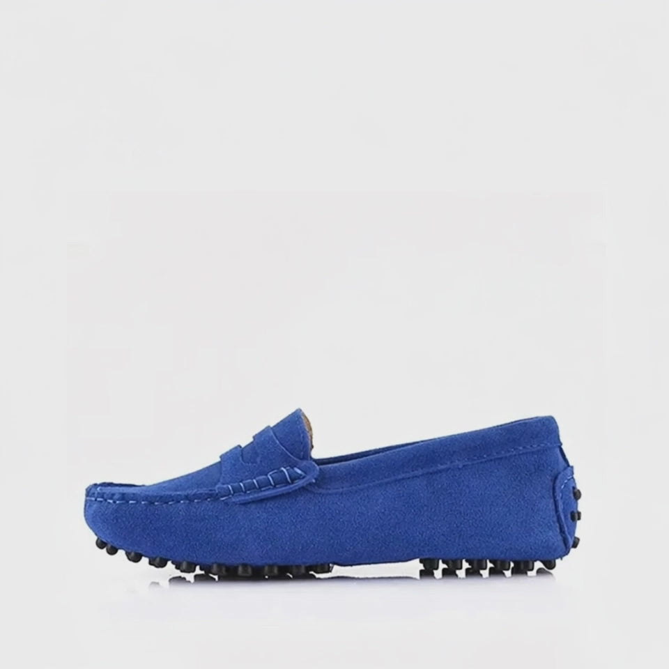 Mocassins Été Femme en Daim et Cuir - Bleu Roi - video