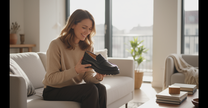 Mocassin Femme Compensé Rétro Cuir Britanique - Noir